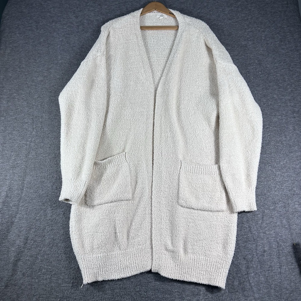 Women's Long Duster Open-Front‎ Cardigan Sweater Heavy Cabin Cozy SZ 1XL Pockets